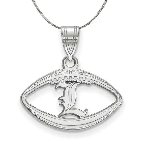 Sterling Silver U. of Louisville Football 'L' Necklace - 20 Inch